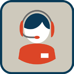 Illustration of a person wearing a headset icon.